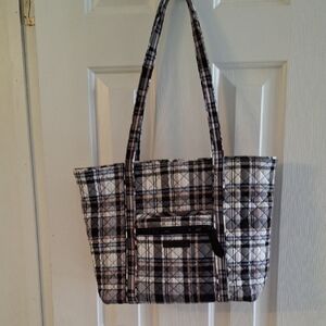 Vera Bradley Plaid Tote - Black, White, Brown, Blue